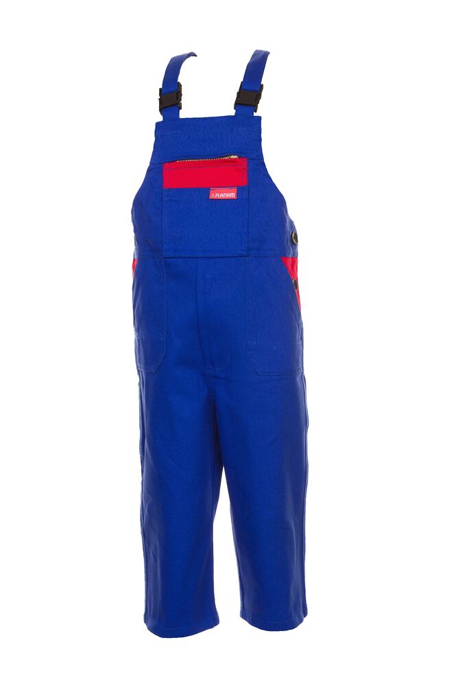 BW 290 Kids Latzhose – Kornblumenblau / Rot – Vorderseite