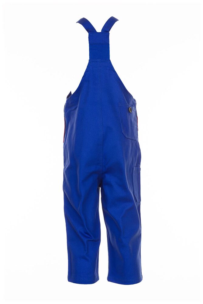 BW 290 Kids Latzhose – Kornblumenblau / Rot – Rückseite