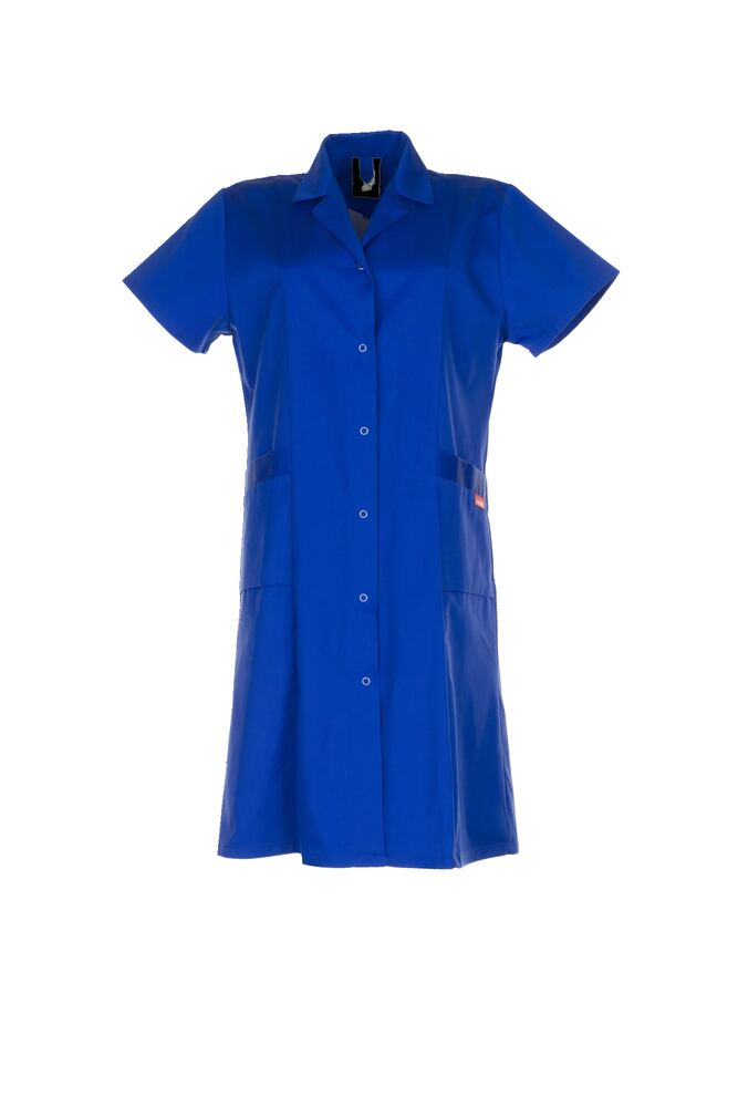 Damen Berufsmantel Baumwolle 1/4-Arm – Kornblumenblau – Vorderseite