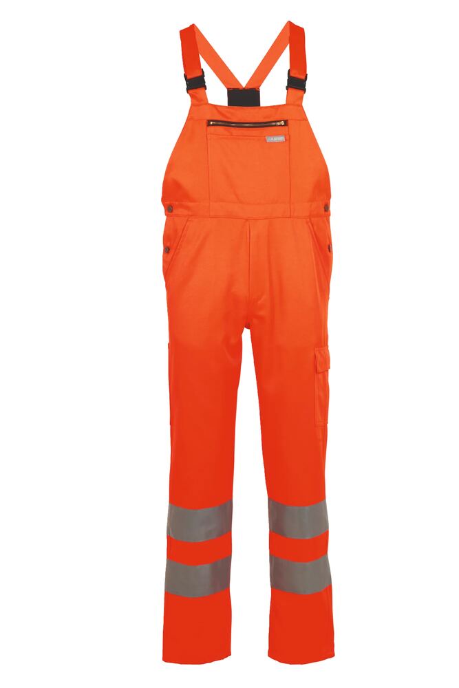 Warnschutz Latzhose uni – Orange – Vorderseite