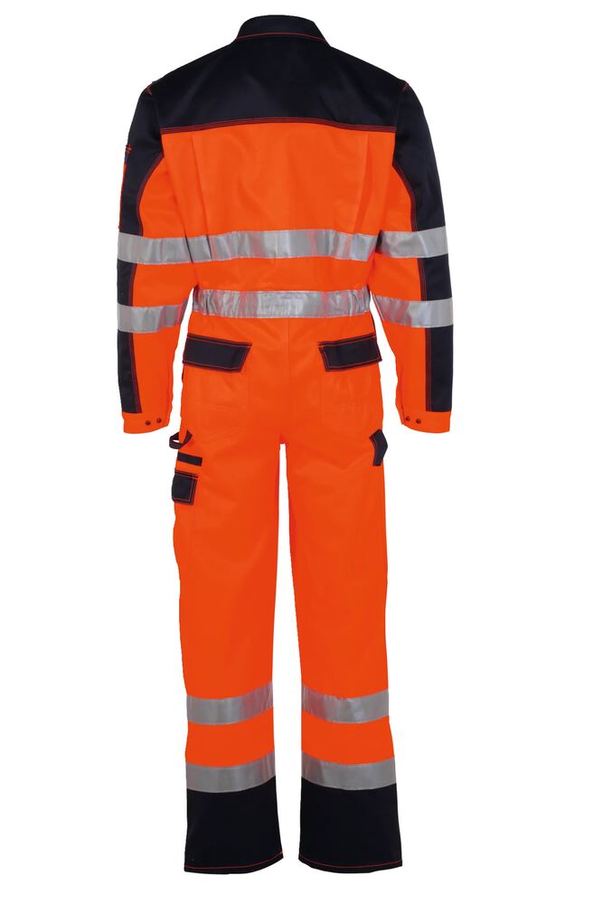 Warnschutz Rallyekombi 2-farbig – Orange / Marine – Rückseite