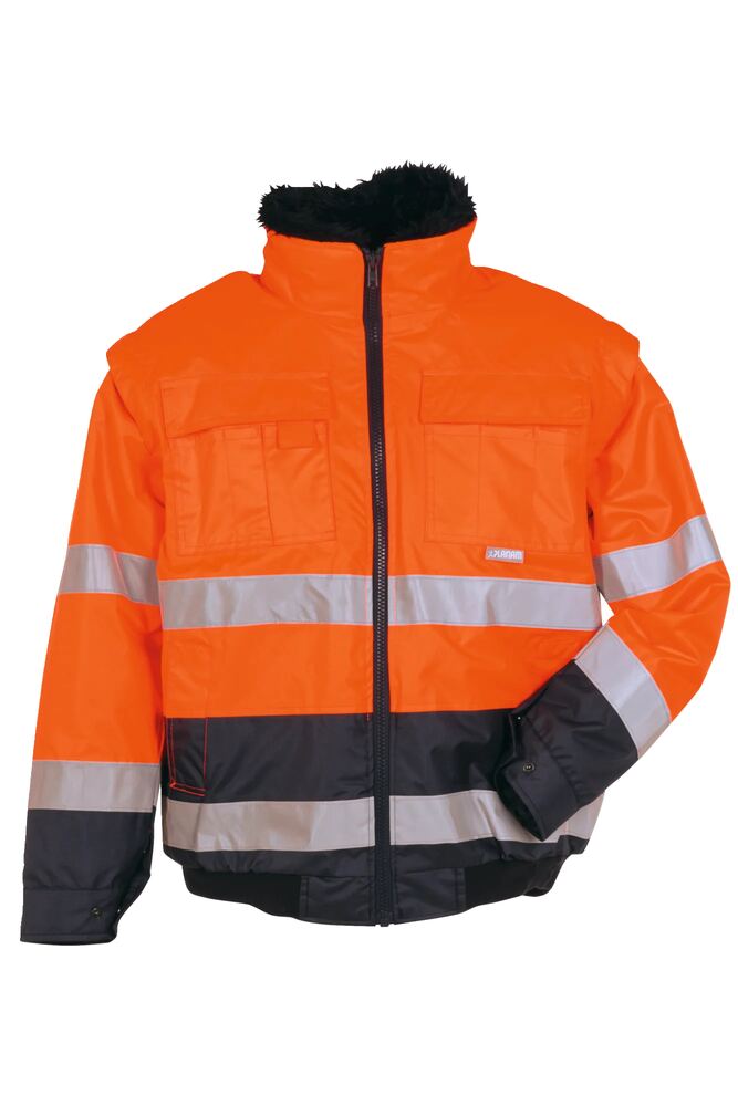 Warnschutz Comfortjacke 2-farbig – Orange / Marine – Vorderseite