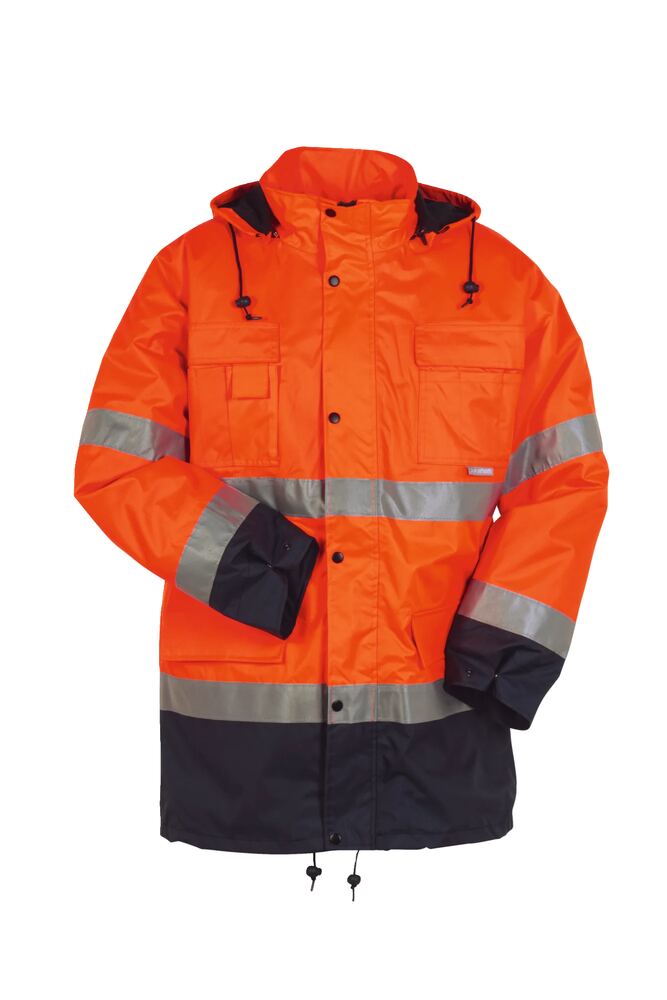 Warnschutz Parka 2-farbig – Orange / Marine – Vorderseite