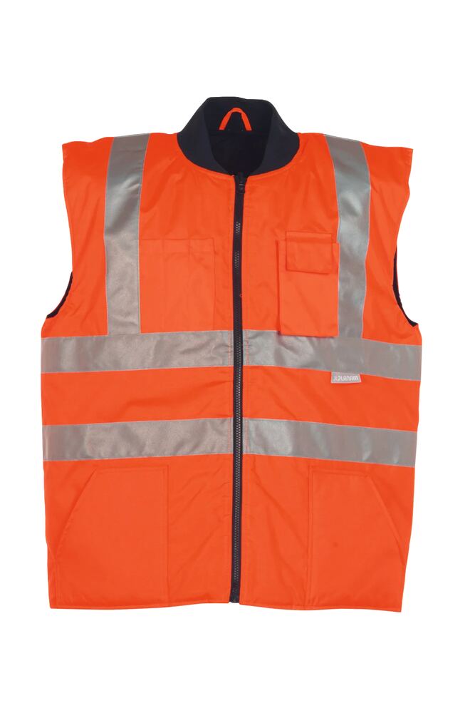 Warnschutz Winterweste uni – Orange – Vorderseite