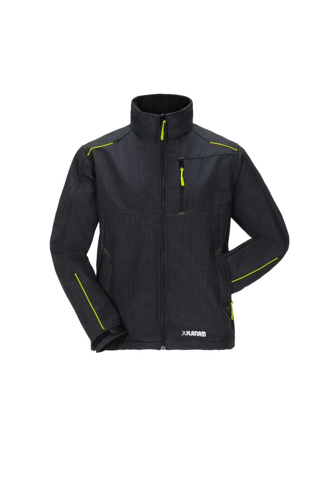 Neon Softshelljacke – Grau / Grün – Vorderseite