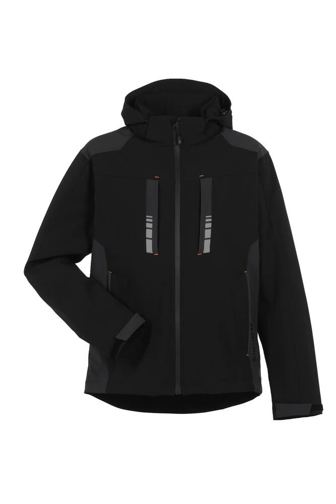 Moto Softshelljacke – Schwarz / Grau – Vorderseite
