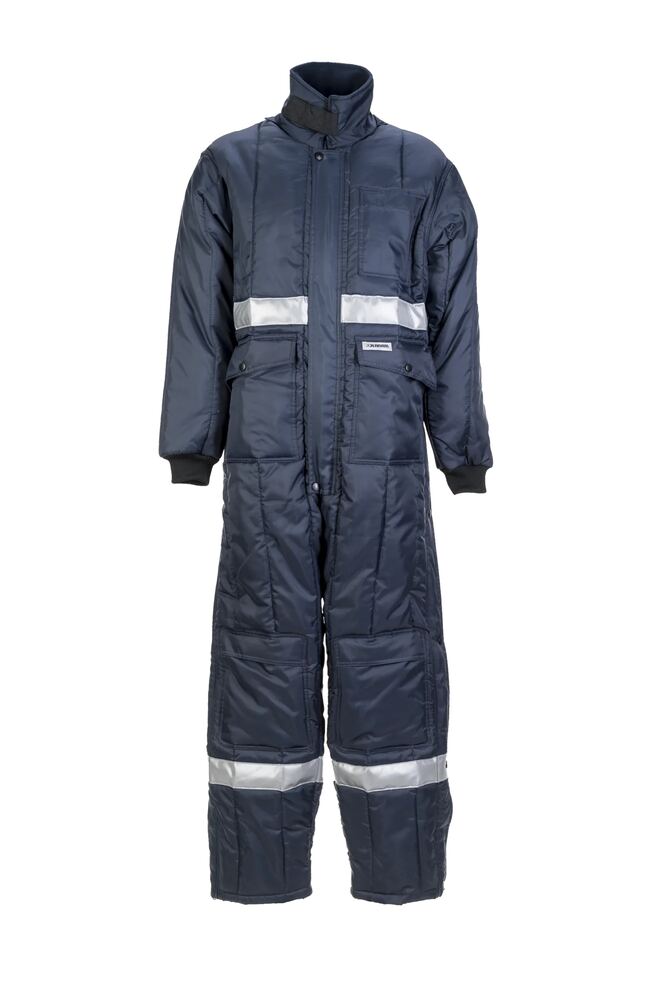 Kühlhaus Overall – Marine, Innenfutter rot – Vorderseite