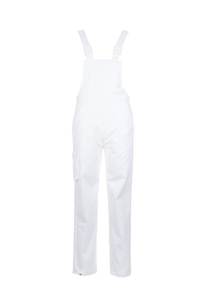 Food Damen Latzhose – Reinweiß – Vorderseite