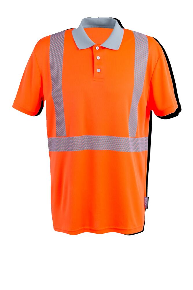 Norit Warnschutz Poloshirt kurzarm – Orange / Zink – Vorderseite